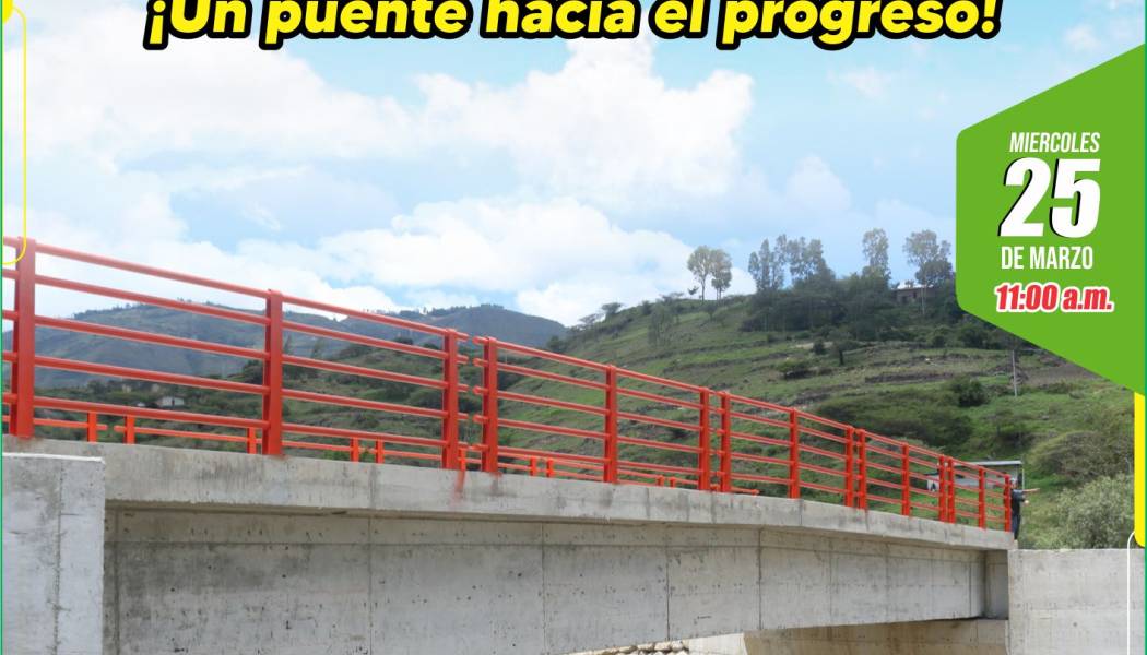 Inauguración del Puente Carrozable que une las localidades de Santa Isolina Bajo, La Palma, Segue, cruce el Milagro.
