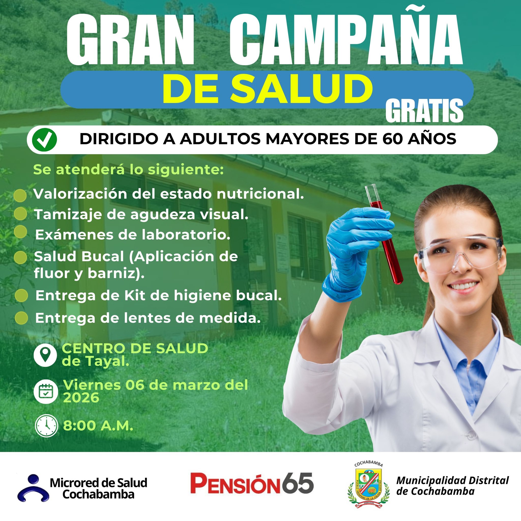 Campaña médica gratuita para adultos mayores de Tayal